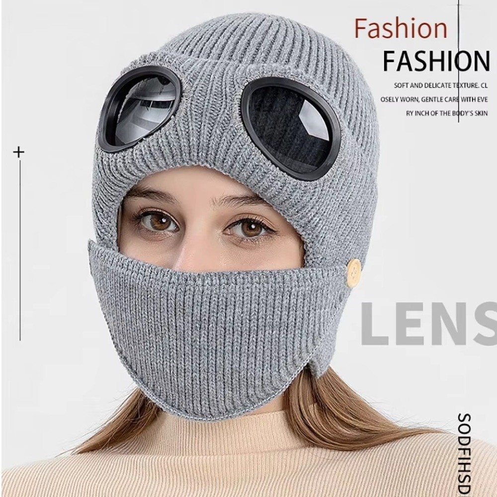 フリース裏地付き暖かいウール帽子 マスク付き 衣類アクセサリ - Winter Clothing Earmuffs のレビューと価格