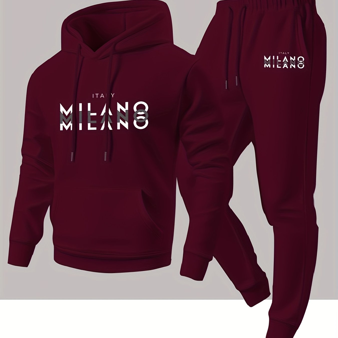 トレンディなメンズイタリアンミラノレターパターンフード付きス - Winter Clothing Patterns のレビューと価格