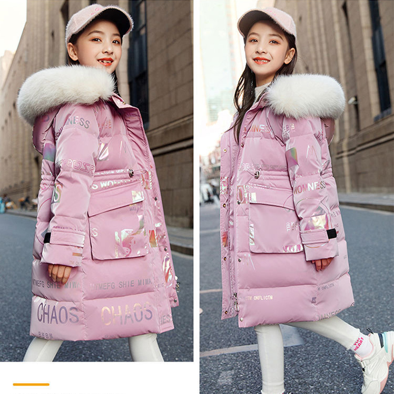 5〜14歳の女の子用の毛皮の襟付きの暖かい冬のジャケット,長 - Winter Clothing Toddler のレビューと価格
