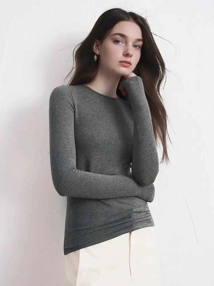 レディースカシミヤ混紡長袖トップス 秋冬用 ソフトモーダルス - Winter Clothing For Woman のレビューと価格
