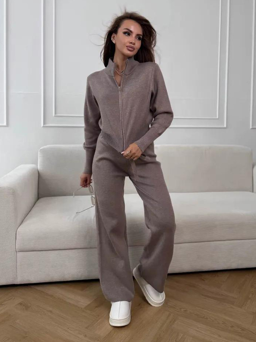 Wolfeel 新しい秋冬ジップアップニットパンツセット女性 - Winter Clothing Sale のレビューと価格